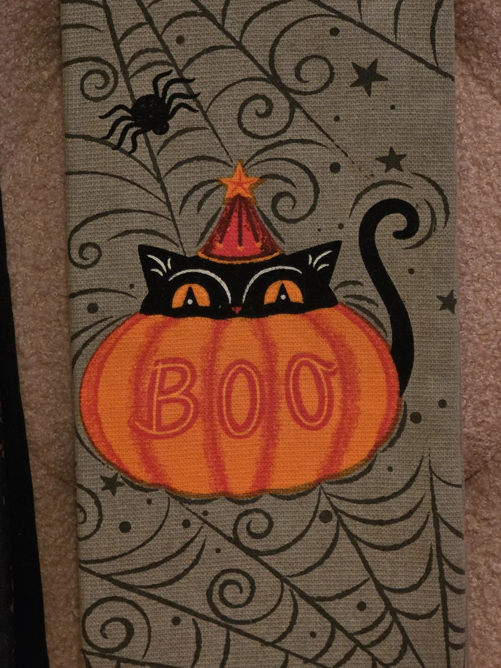 Halloween Ghost & Black Cat In Pumpkin Kitchen Towels